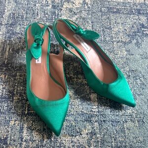 Tabitha Simmons Satin Bow Slingback Heels size 38